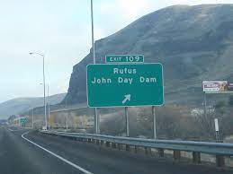 John Day Dam Road Exit sign