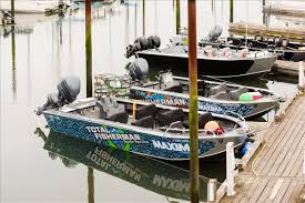 Guide boats at docks in Astoria Oregon